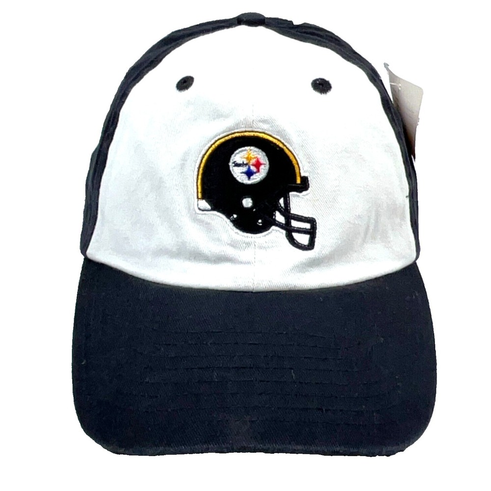 Pittsburgh Steelers Hat Cap Fitted Size XL Black White‎ Dad Retro  Logo Twill